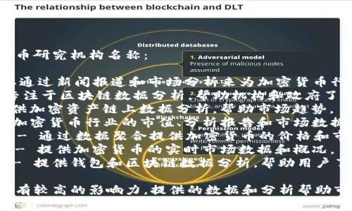 以下是几个知名的加密货币研究机构名称：

1. **CoinDesk** - 主要通过新闻报道和市场分析来为加密货币行业提供洞见。
2. **Chainalysis** - 专注于区块链数据分析，帮助机构和政府了解加密货币市场的动态。
3. **Glassnode** - 提供加密资产链上数据分析，帮助市场趋势。
4. **Messari** - 提供加密货币行业的市值、分析报告和市场数据。
5. **CryptoCompare** - 通过数据聚合提供加密货币的价格和市场数据。
6. **CoinMarketCap** - 提供加密货币的实时市场数据和概况。
7. **Blockchain.com** - 提供钱包和区块链数据分析，帮助用户了解加密资产的使用情况。

以上机构在加密货币领域有较高的影响力，提供的数据和分析帮助市场动态。